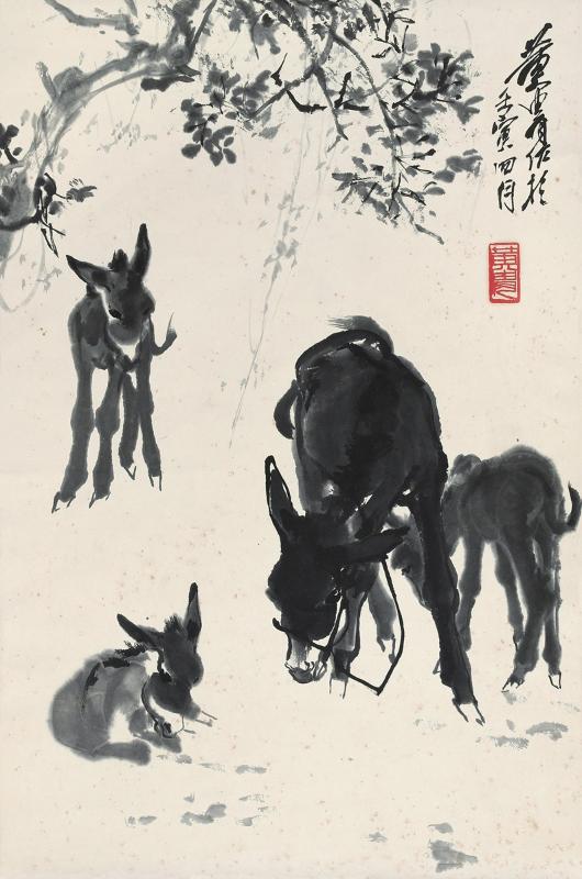 黄胄(1925-1997) 四驴图