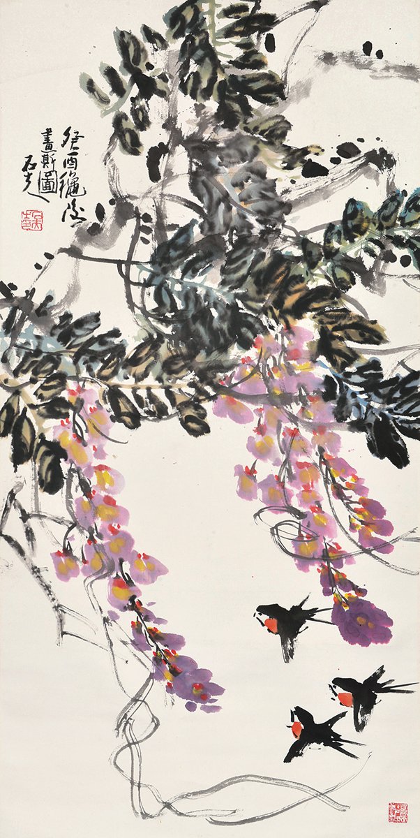 郭石夫(b.1945) 紫藤小鸟