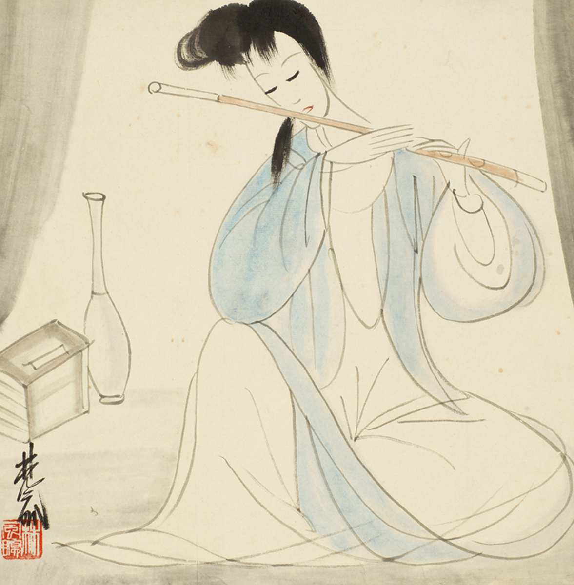 林风眠(1900-1991) 吹笛仕女